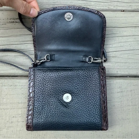 Brighton Black and Brown Leather Crossbody Wallet - Picture 6 of 15